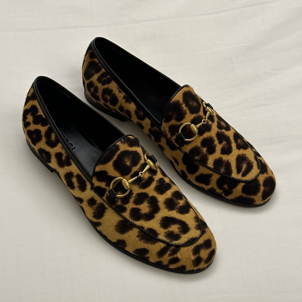 Gucci Leopard Print Jordaan Loafers
